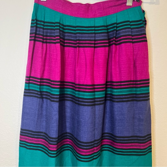 Russ Colorful Striped A-Line Midi Striped Skirt - Picture 1 of 5
